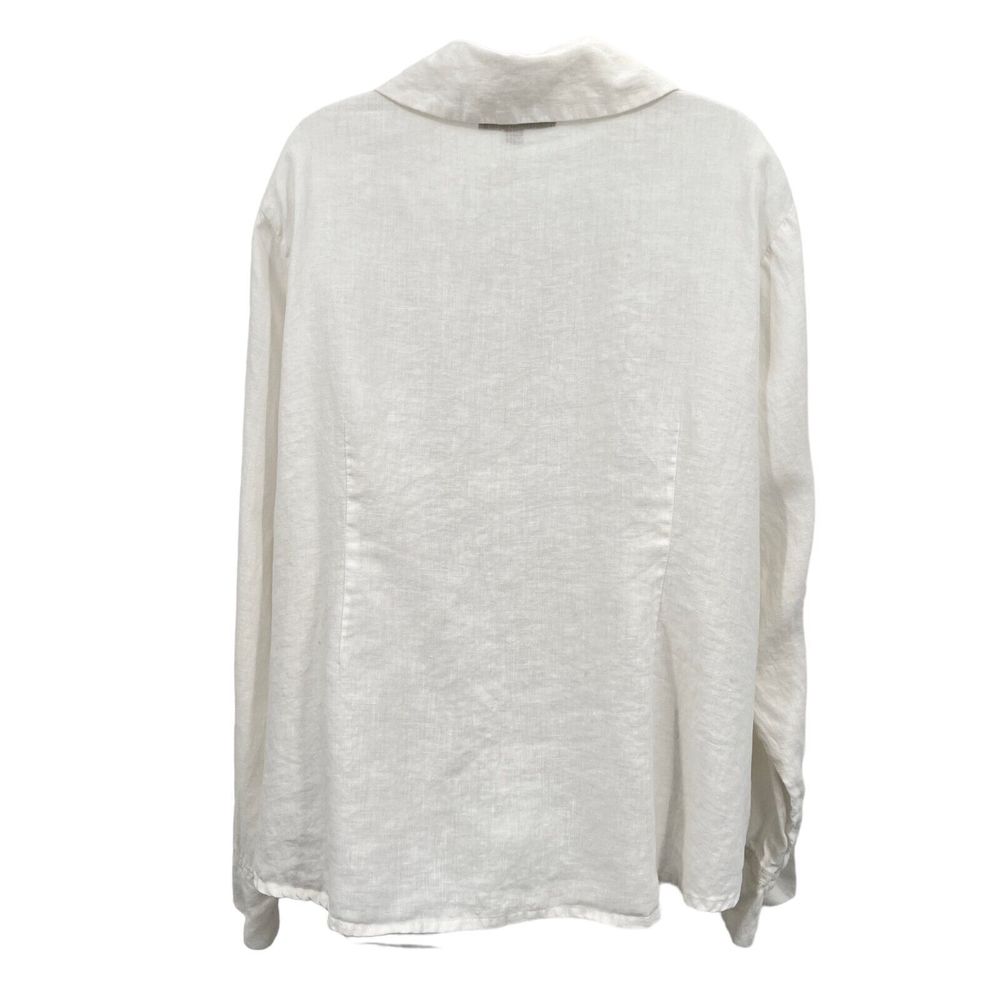 FLAX by Jeanne Engelhart Size 1G 1X White Button Down Shirt Lagenlook Top Linen - Picture 11 of 16